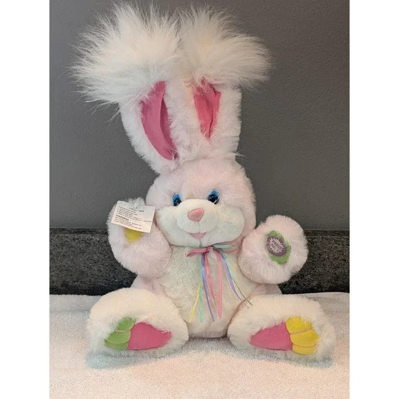 Vintage DanDee Tickle Wiggle Plush Easter Hoppy Bunny Lights That Tickles Pastel - Picture 3 of 17